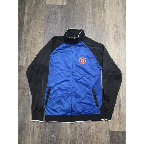 Manchester United Sweat Suit Jacket Men's Medium Black & Blue MUFC Futbol Soccer - Picture 1 of 9